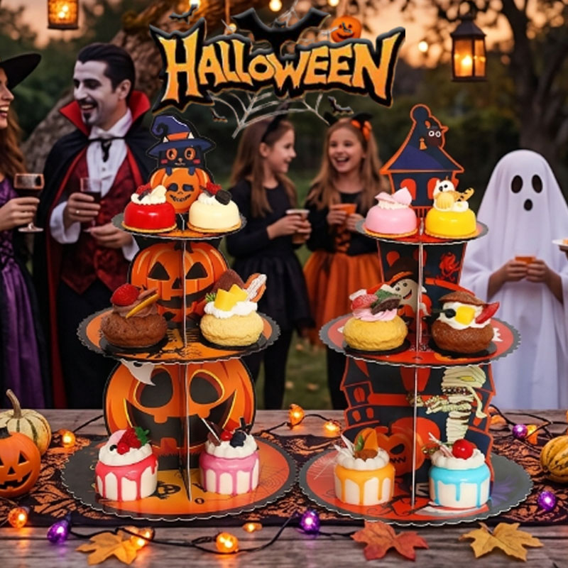Spider Web Halloween Decoration - 1-4 قطع حامل حلويات ثلاثي الطبقات