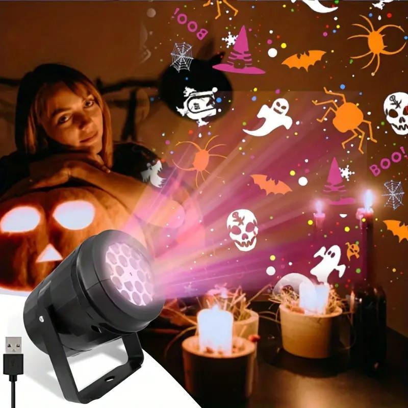 Halloween Pumpkin Decor Led - مصباح إسقاط LED للهالوين للاستخدام الخارجي،