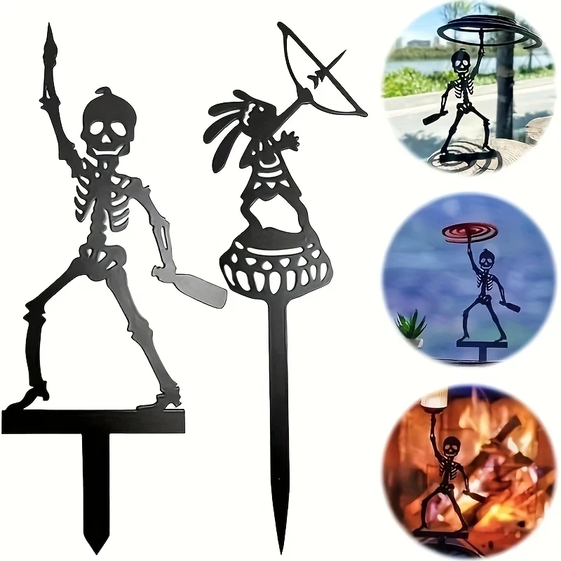Halloween Skeleton Decoration - حامل رماية معدني محمول بهيكل معدني