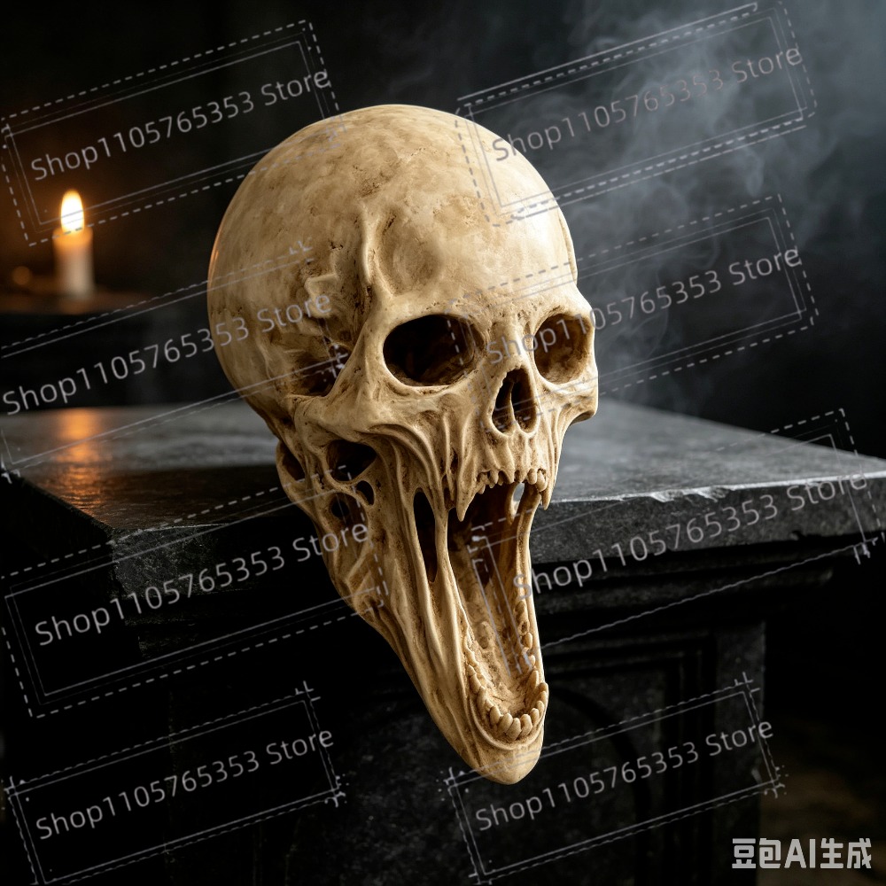 Halloween Skeleton Decoration - تمثال جمجمة صاخبة على الطراز القوطي،