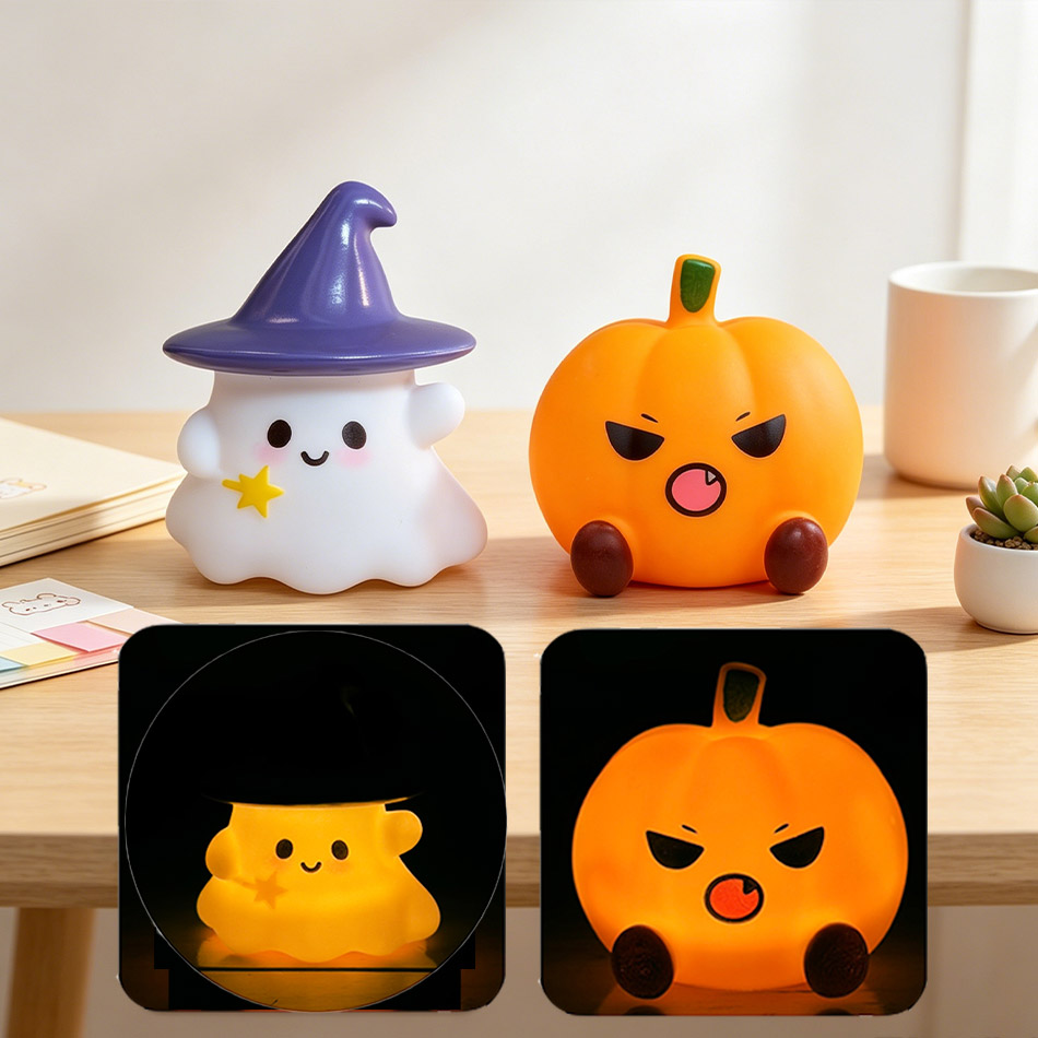 Halloween Pumpkin Decor Led - مصباح ليلي سيليكوني على شكل ساحرة