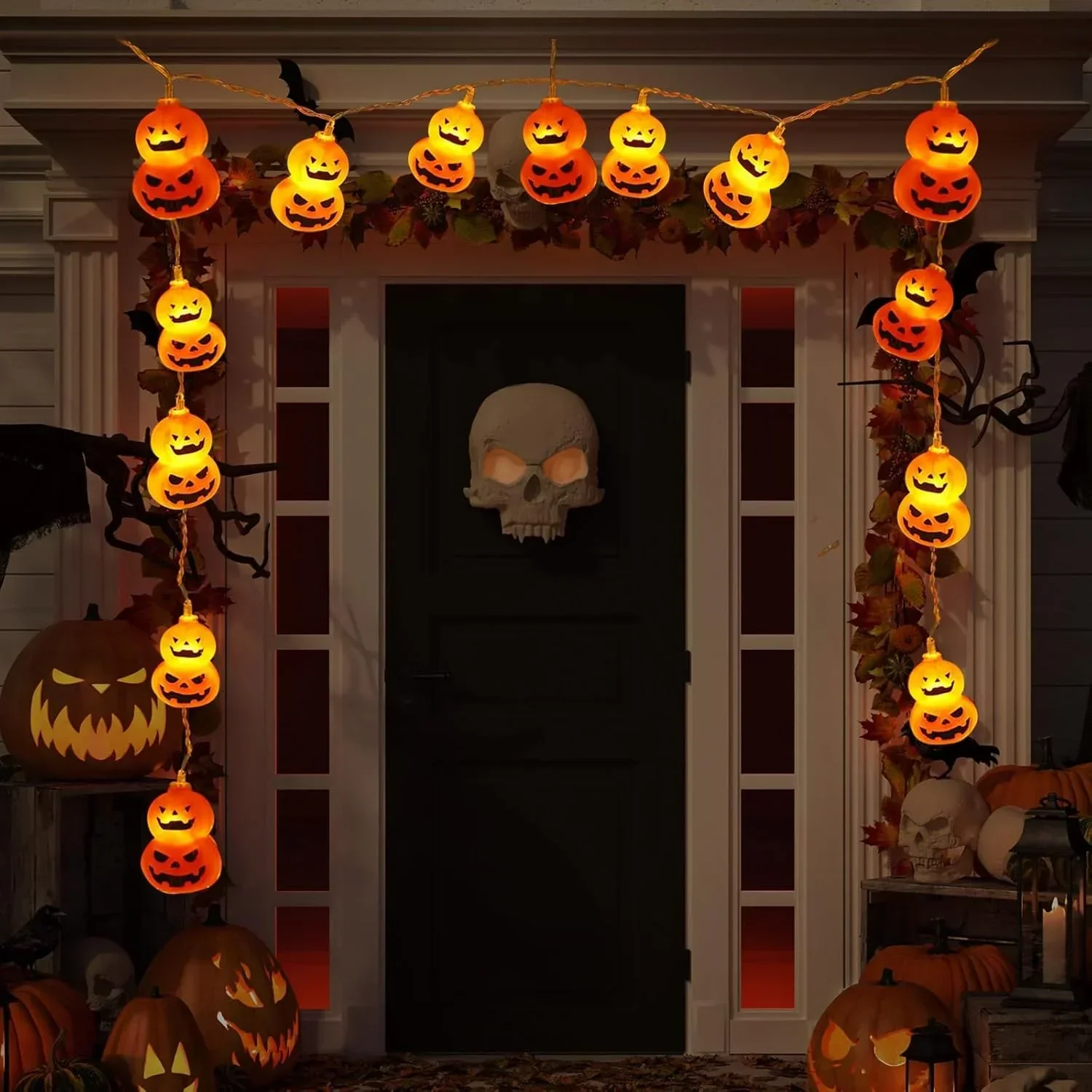 Halloween Led String Lights Orange - سلسلة أضواء جاك أو لانترن، تعمل