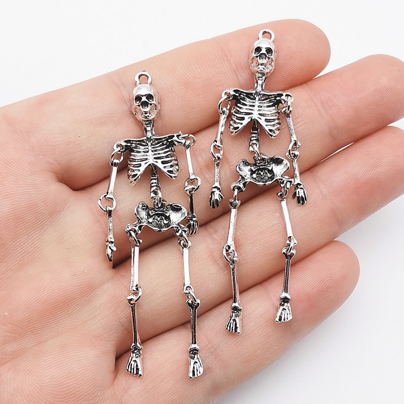 Halloween Skeleton Decoration - 2/5/10 قطعة الرجعية هيكل جمجمة قلادة