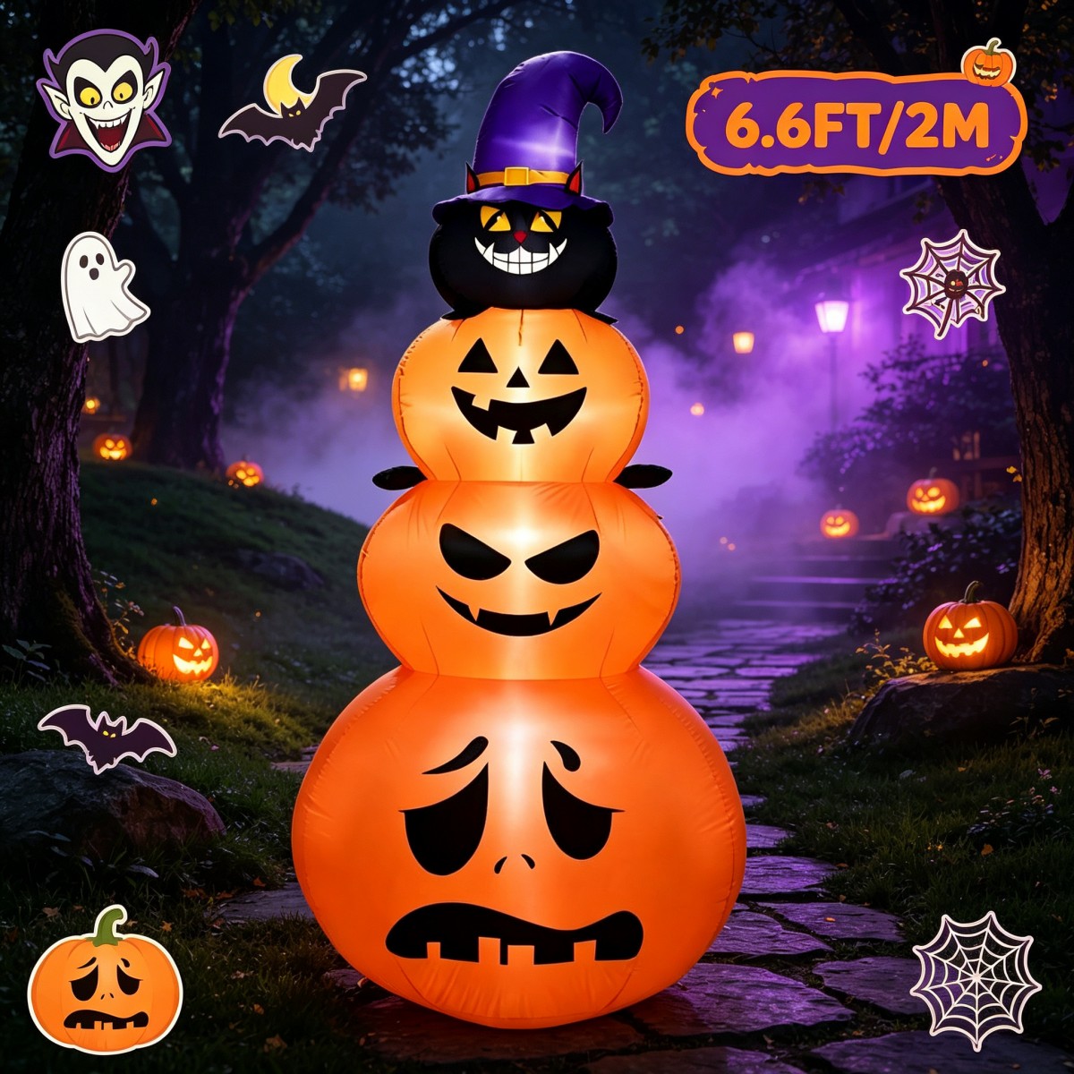 Halloween Pumpkin Decor Led - زينة عطلات خارجية للهالوين: قرع قابل
