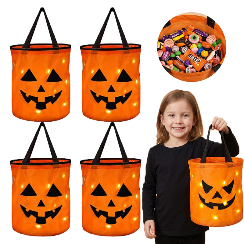Halloween Pumpkin Decor Led - 1-10 قطع من سلة اليقطين المضيئة
