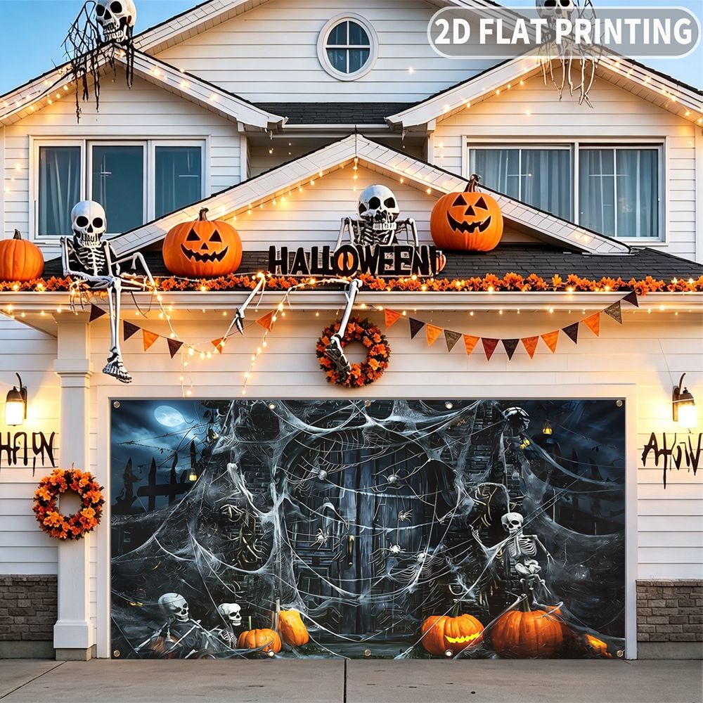 Spider Web Halloween Decoration - لافتة مسطحة ثنائية الأبعاد لحفلات الهالوين،