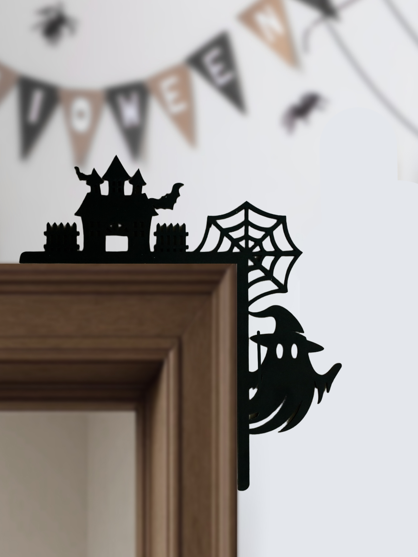 ديكور زاوية باب الهالوين الخشب - مراجعة Spider Web Halloween Decoration وسعره