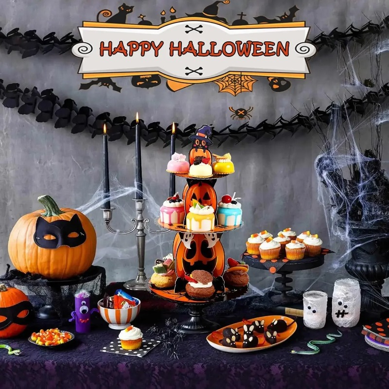 1-4 قطع حامل حلويات ثلاثي الطب - مراجعة Spider Web Halloween Decoration وسعره