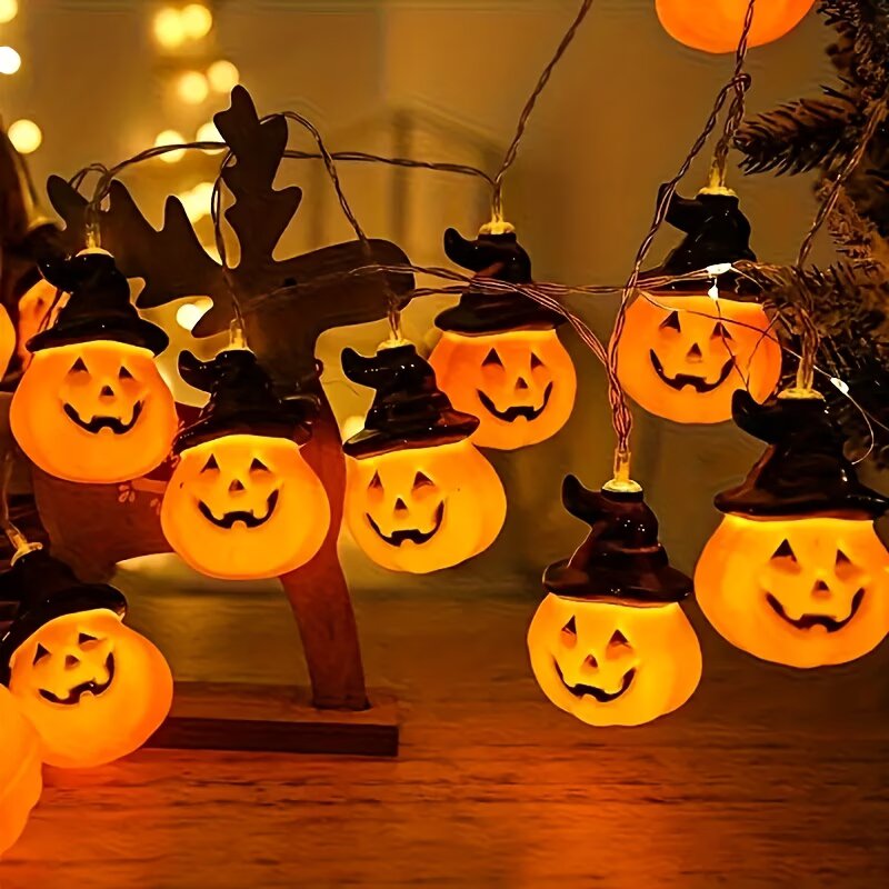 سلسلة أضواء على شكل قرع الهالو - مراجعة Halloween Led String Lights Orange وسعره