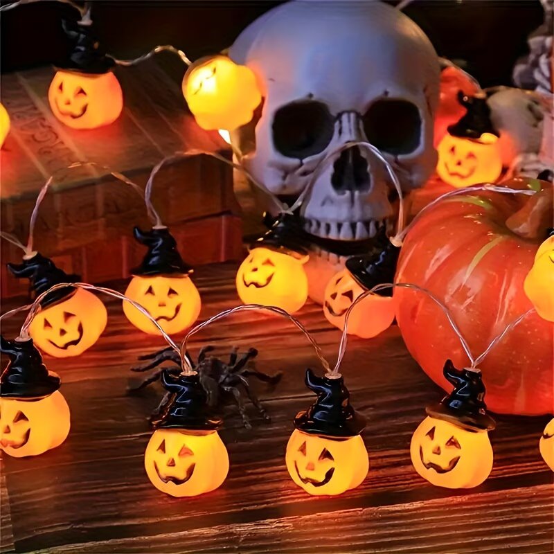 سلسلة أضواء على شكل قرع الهالو - مراجعة Halloween Led String Lights Orange وسعره