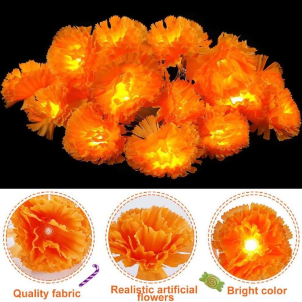 أضواء LED على شكل زهور الماريج - مراجعة Halloween Led String Lights Orange وسعره