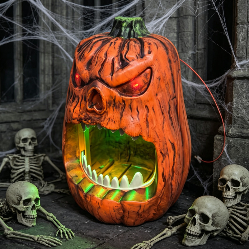 وعاء حلوى على شكل قرع مضيء بتق - مراجعة Pumpkin Lantern Halloween وسعره