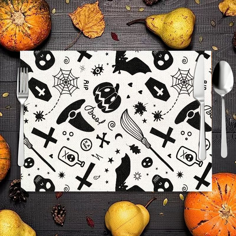 مفارش طاولة من الكتان مطبوعة ب - مراجعة Spider Web Halloween Decoration وسعره