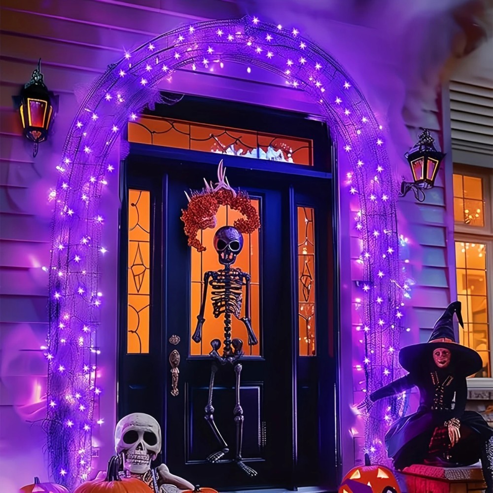 سلسلة إضاءة LED شمسية من الأسل - مراجعة Halloween Led String Lights Orange وسعره