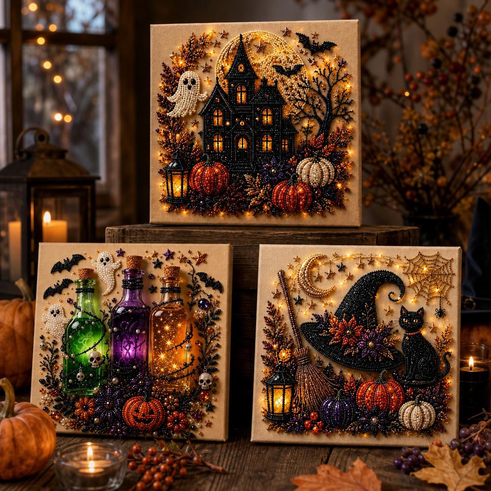 مجموعة فنون اللؤلؤ ثلاثية الأب - مراجعة Pumpkin Lantern Halloween وسعره