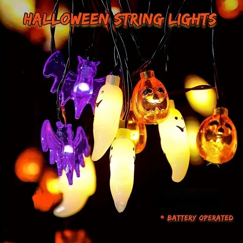 أضواء LED على شكل قرع وخفش وشب - مراجعة Halloween Led String Lights Orange وسعره