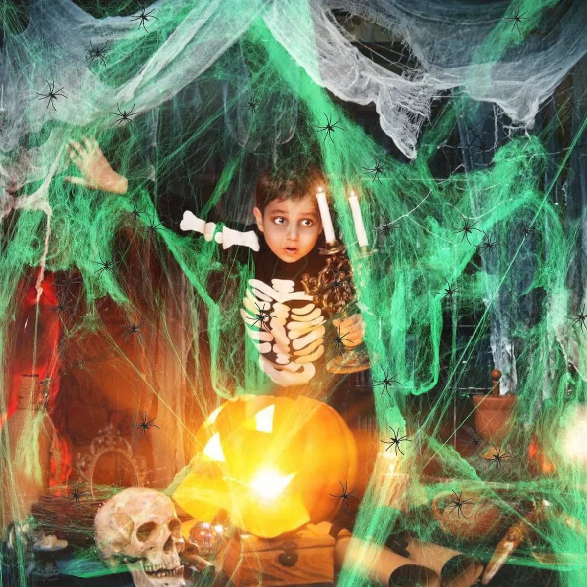 1-20 قطعة، شبكة عنكبوت قطنية م - مراجعة Spider Web Halloween Decoration وسعره