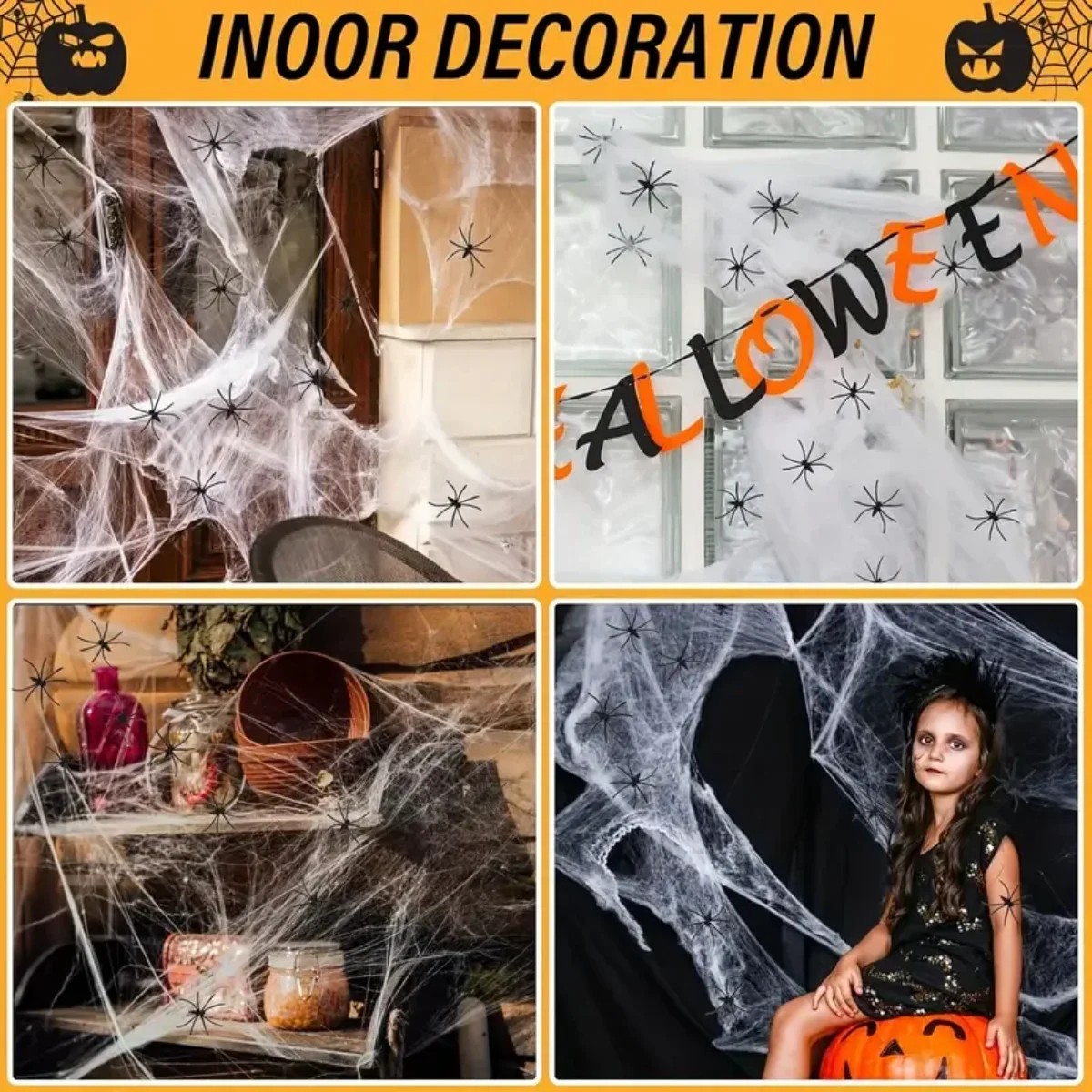1-20 قطعة، شبكة عنكبوت قطنية م - مراجعة Spider Web Halloween Decoration وسعره