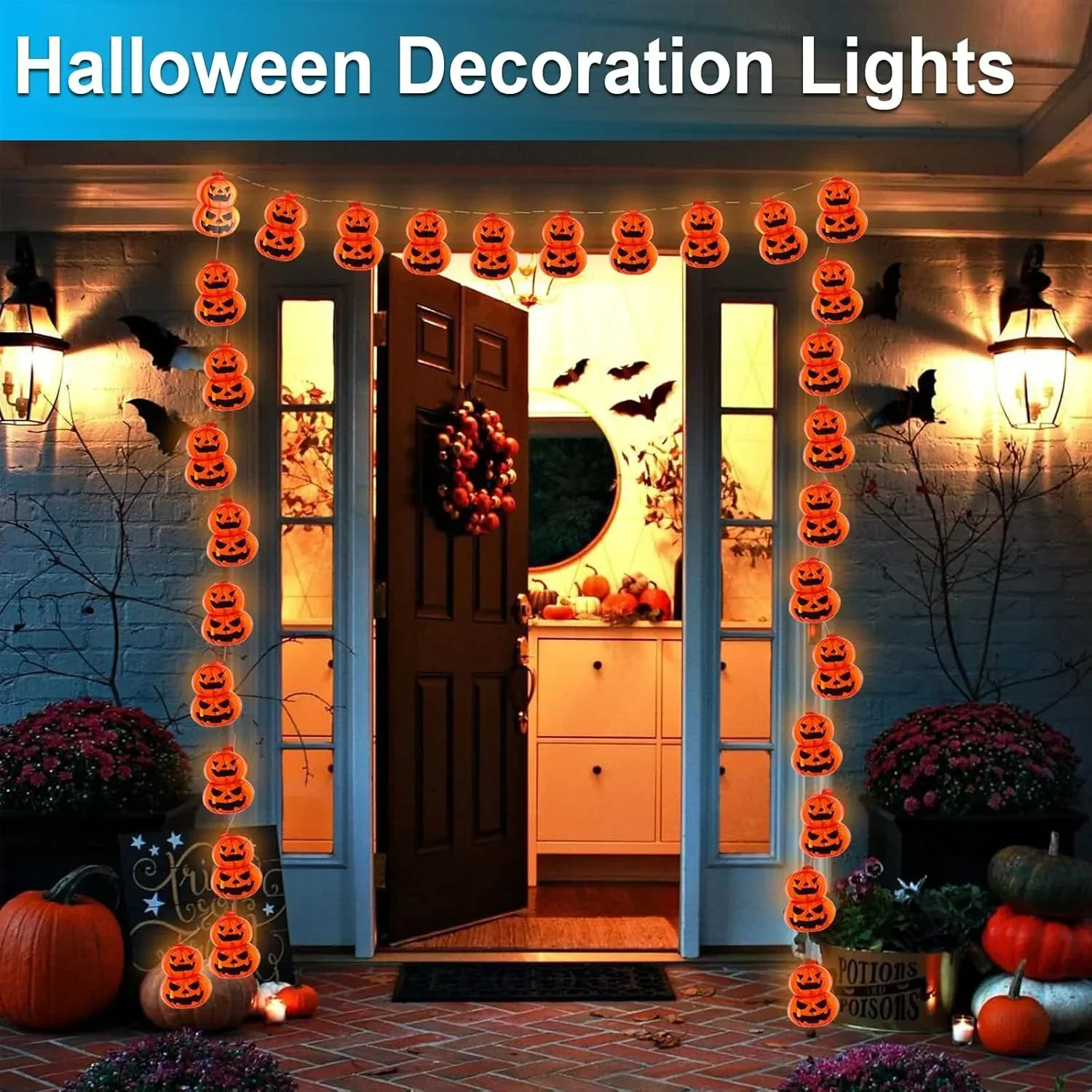 سلسلة أضواء جاك أو لانترن، تعم - مراجعة Halloween Led String Lights Orange وسعره