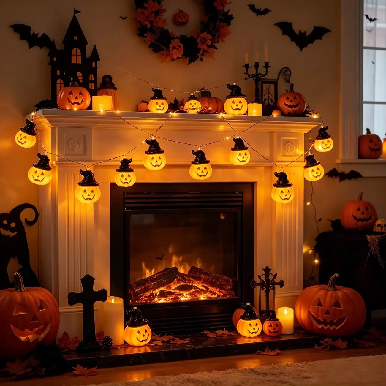 أضواء سلسلة على شكل قبعة ساحرة - مراجعة Halloween Led String Lights Orange وسعره