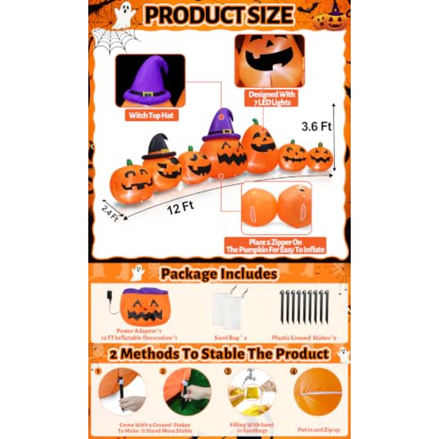 زينة على شكل يقطين منفوخ للاست - مراجعة Halloween Pumpkin Decor Led وسعره