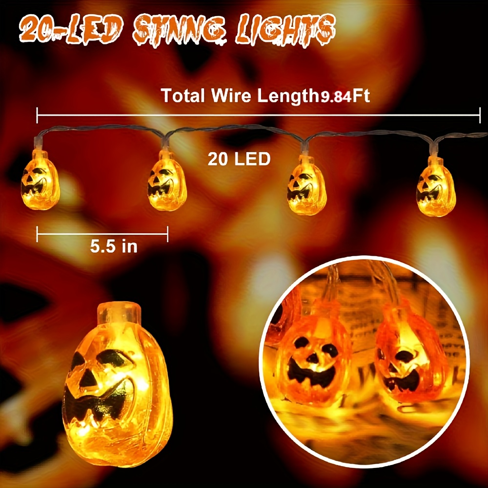 أضواء سلسلة على شكل قرع مبتسم  - مراجعة Halloween Led String Lights Orange وسعره
