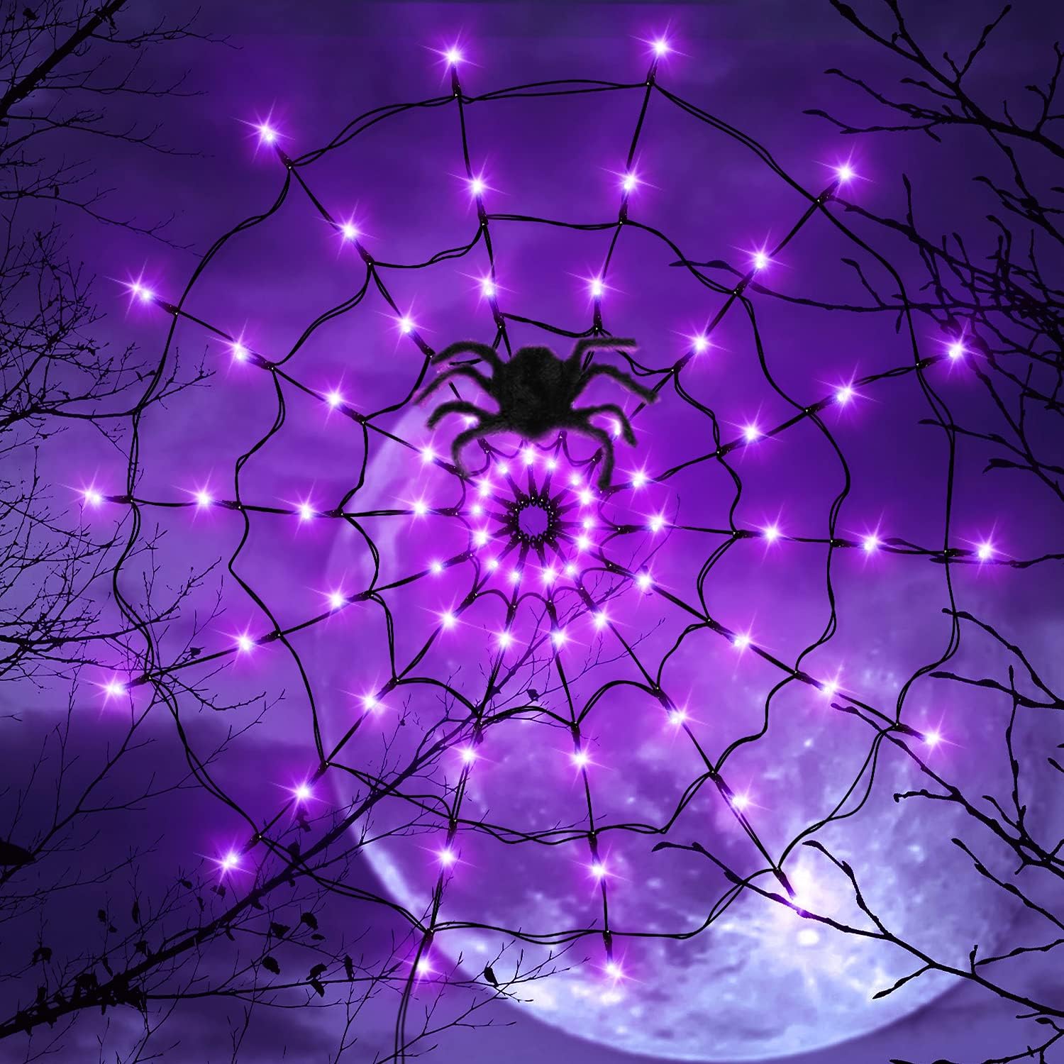 سلسلة الصمام ضوء مهرجان شبح ،  - مراجعة Spider Web Halloween Decoration وسعره