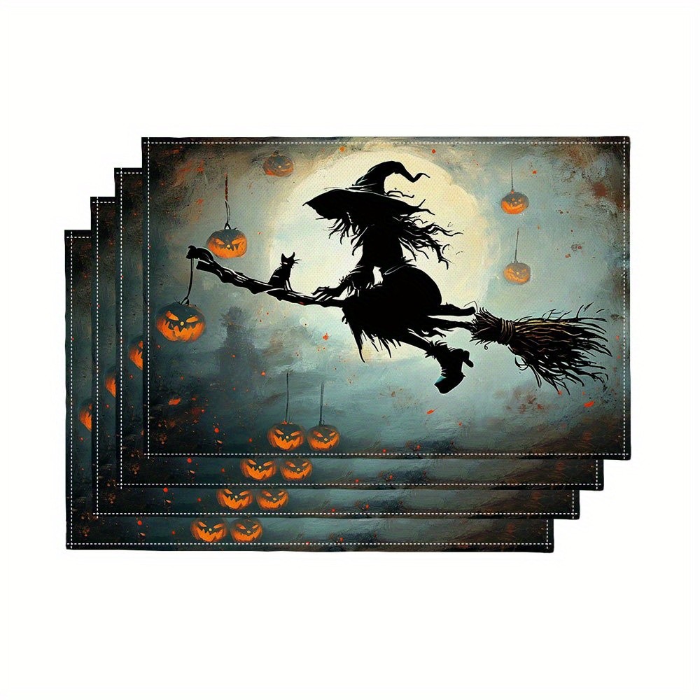 مجموعة من 4 مفارش طاولة بتصميم - مراجعة Pumpkin Lantern Halloween وسعره