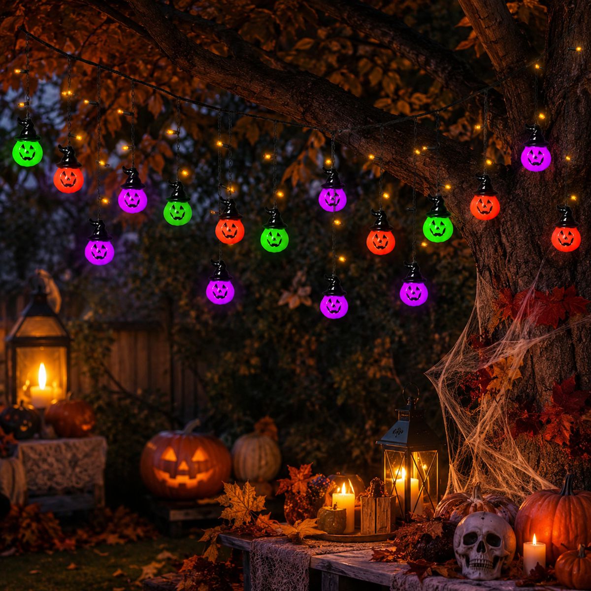 قطعة واحدة من أضواء الهالوين ا - مراجعة Halloween Led String Lights Orange وسعره