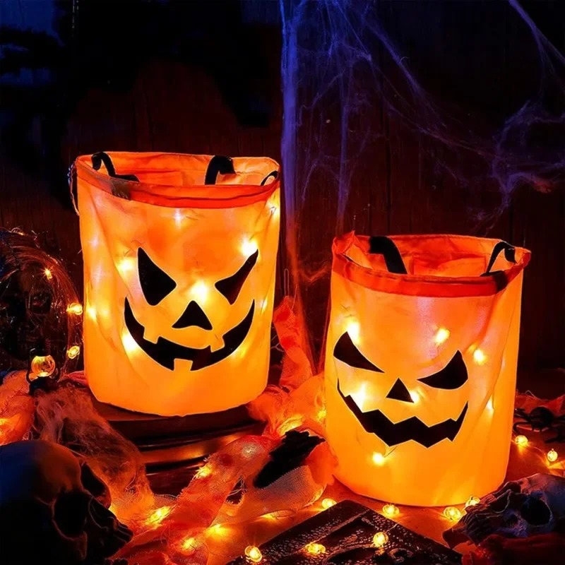 1-10 قطع من سلة اليقطين المضيئ - مراجعة Halloween Pumpkin Decor Led وسعره
