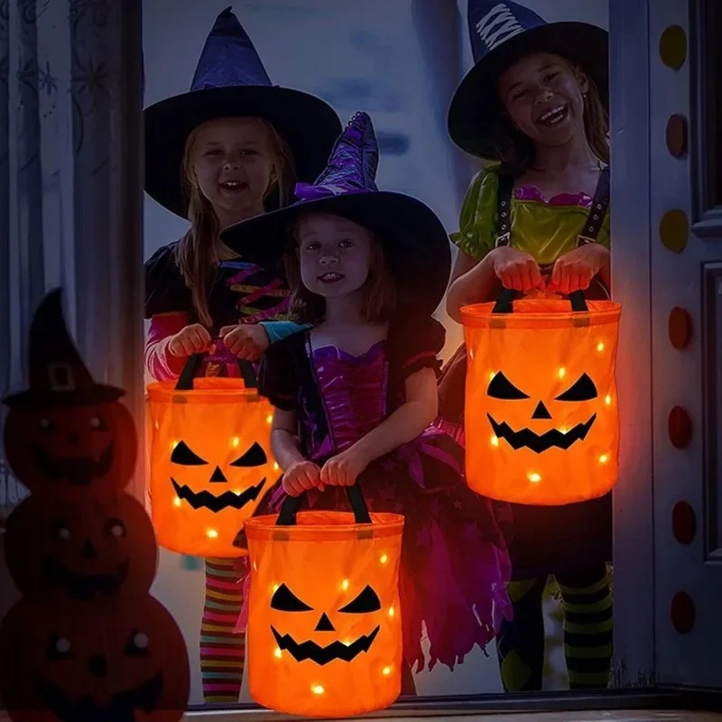 1-10 قطع من سلة اليقطين المضيئ - مراجعة Halloween Pumpkin Decor Led وسعره
