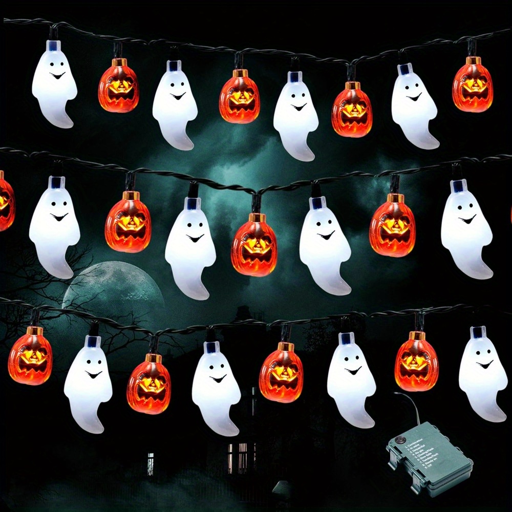 سلسلة أضواء LED على شكل شبح وق - مراجعة Halloween Led String Lights Orange وسعره