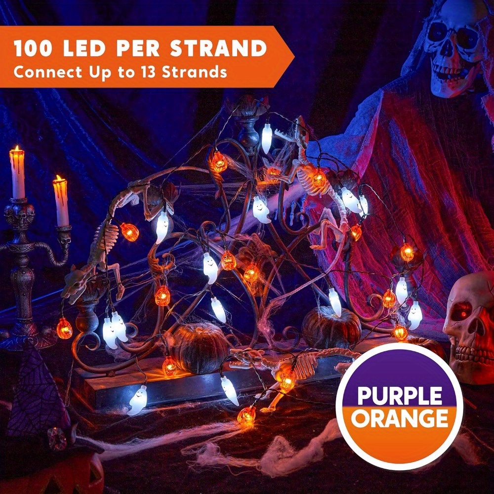 سلسلة أضواء LED على شكل شبح وق - مراجعة Halloween Led String Lights Orange وسعره