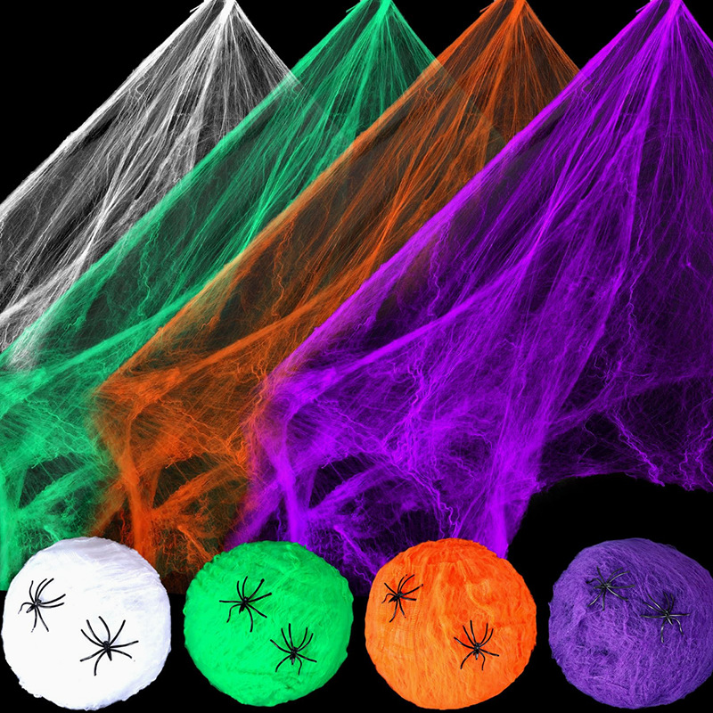 زينة الهالوين: شبكة عنكبوت بيض - مراجعة Spider Web Halloween Decoration وسعره
